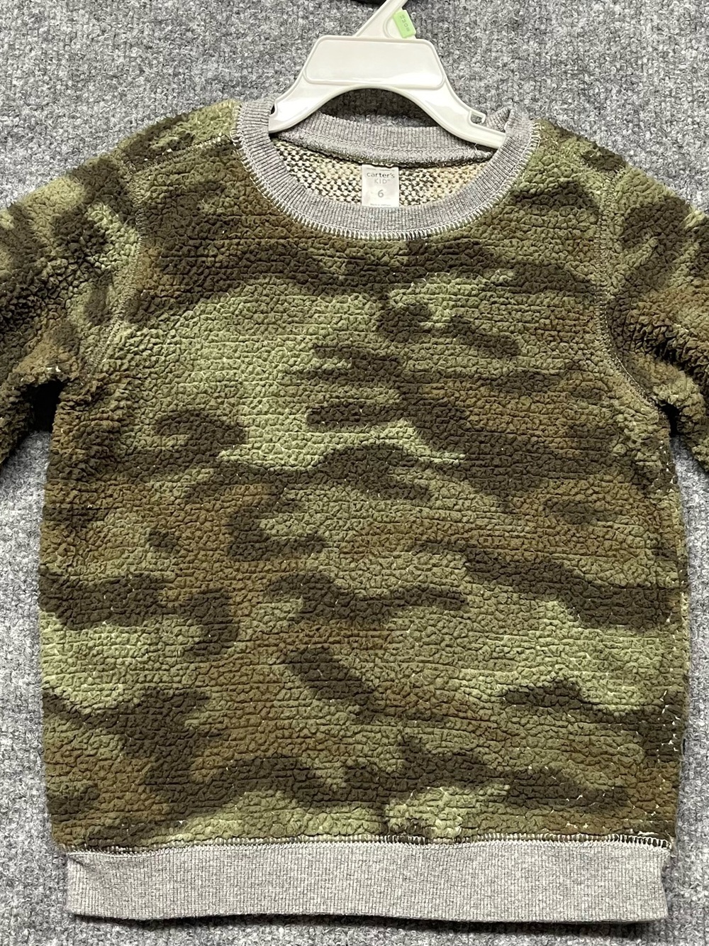 Carter's Green Camo Sherpa Pullover Sweatshirt - Kids Size 6